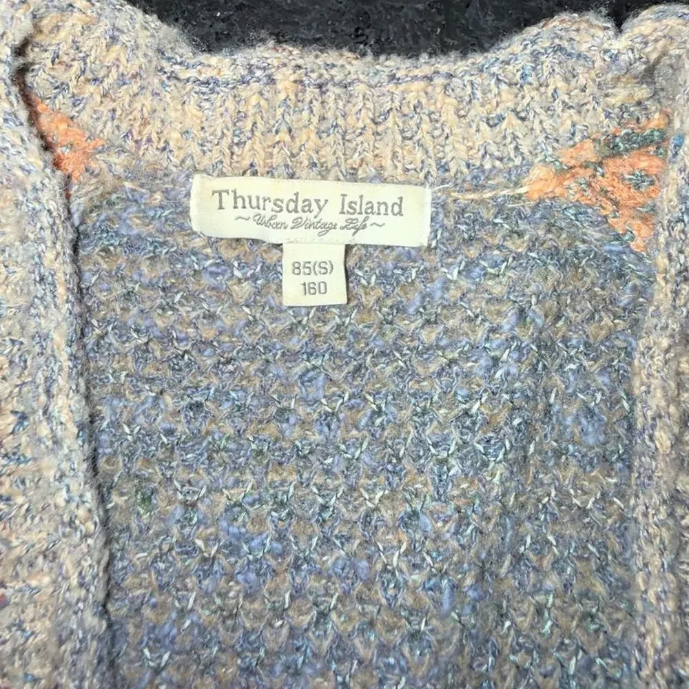 UEC THURSDAY ISLAND SPECKLED Multicolor IVORY BLUE PEACH Cardigan Sweater SZ S